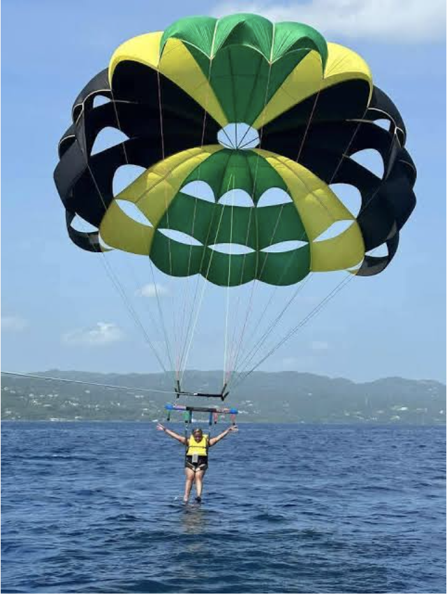 Parasailing above the Caribbean Sea