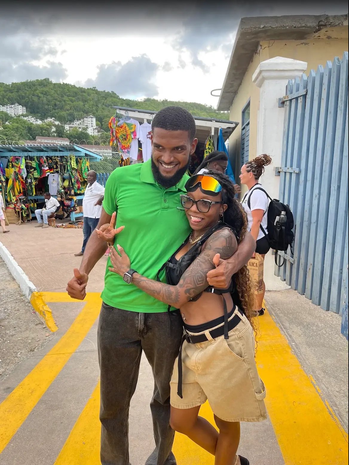Kahlia Martin with our driver Jordan at the cruise port