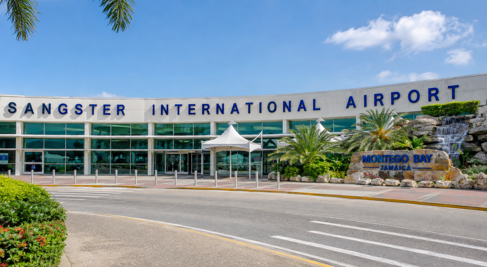 Entrance of Sangster International Airport in Montego Bay, Jamaica